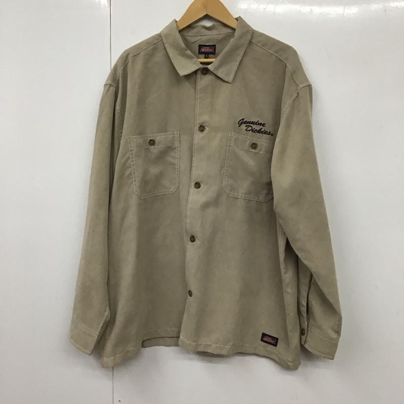 ディッキーズ Dickies シャツ、ブラウス 長袖 長袖シャツ 刺繍シャツ カラーシャツ XL ロゴ、文字 ベージュ / ベージュ /  メンズ USED 古着 中古 10130636
