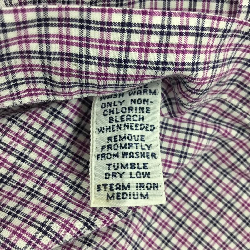 ラルフローレン RALPHLAUREN シャツ、ブラウス 長袖 コットン ボタンダウン チェック ワンポイント 白 / ホワイト / X 紫 / パープル / X 紺 / ネイビー /  メンズ USED 古着 中古 10116097