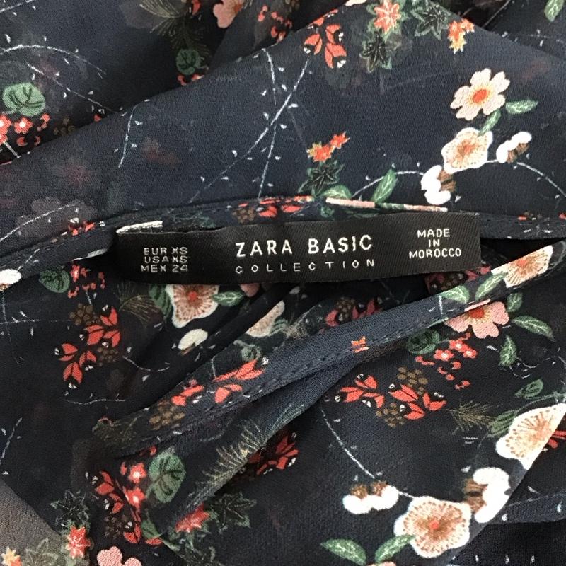 ザラベーシック ZARA BASIC ワンピース ロングスカート 半袖ロングワンピース フレアスカート ウエスト切り替え XS プリント マルチカラー / マルチカラー /  レディース USED 古着 中古 10136027