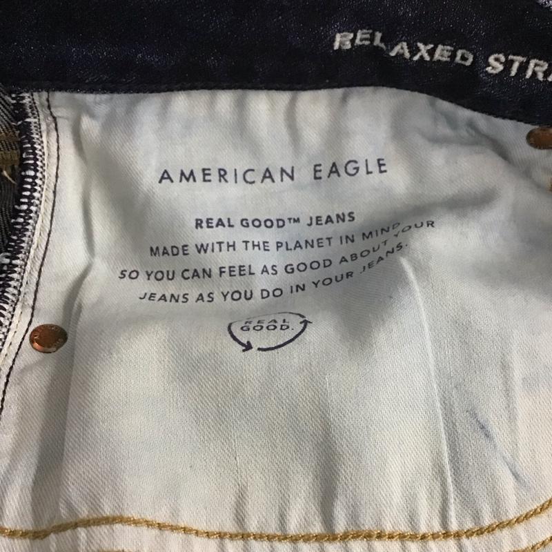 アメリカンイーグル AMERICANEAGLE パンツ デニム、ジーンズ デニムパンツ ワイドパンツ カジュアルパンツ ストレッチパンツ 34 ダメージ加工 インディゴ / インディゴ /  メンズ USED 古着 中古 10148175