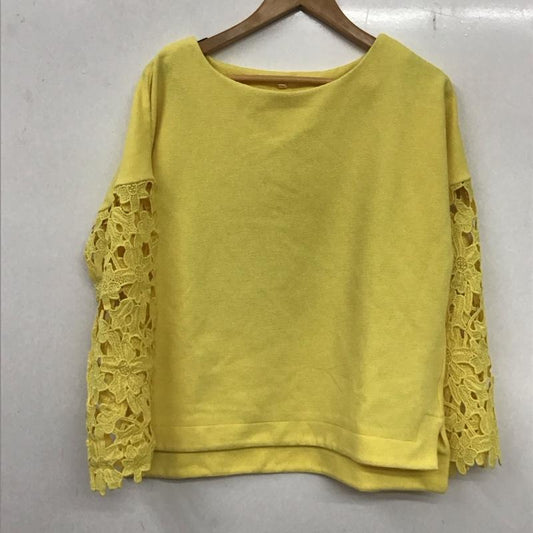 スタディオクリップ studio CLIP カットソー 長袖 TS183007-1 レース プルオーバー M 無地 黄 / イエロー /  レディース USED 古着 中古 10136995