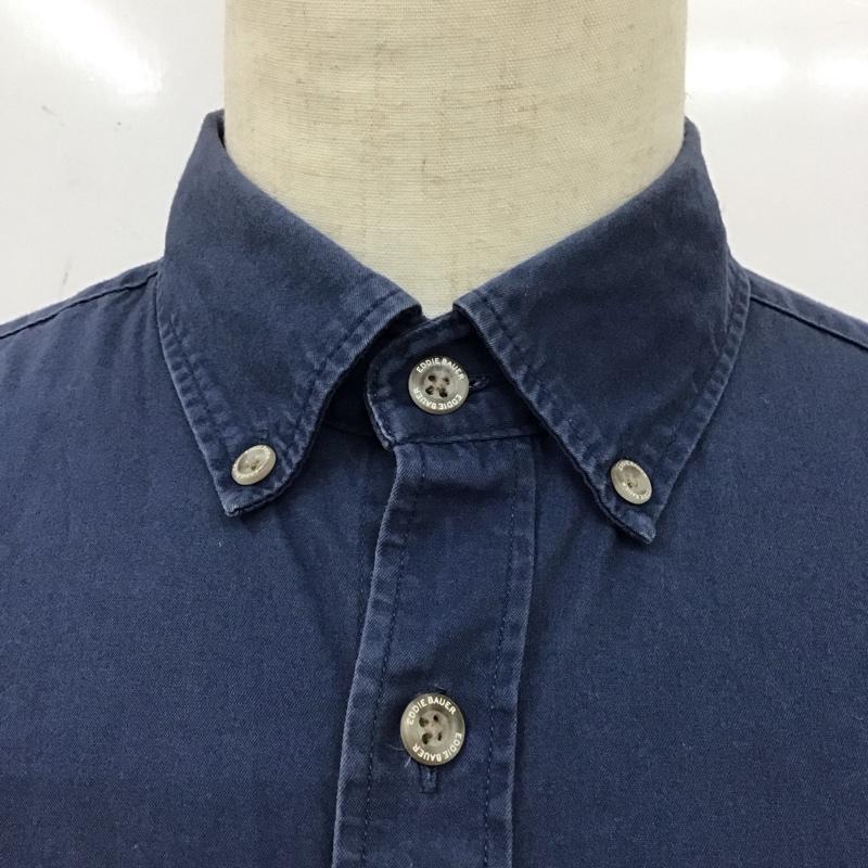 エディーバウアー Eddie Bauer シャツ、ブラウス 長袖 長袖シャツ カラーシャツ ポケットシャツ 長袖カットソー ボタンダウンシャツ M 無地 紺 / ネイビー /  メンズ USED 古着 中古 10122791