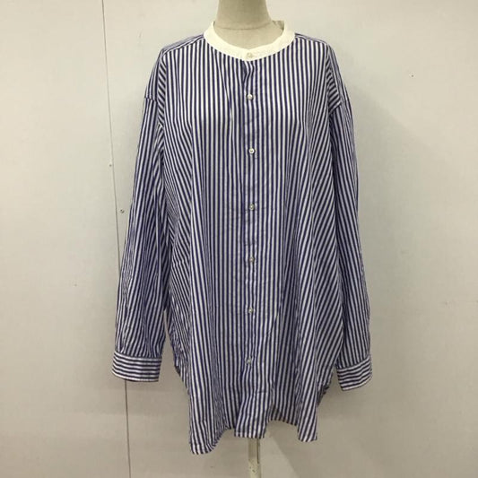ニコアンド niko and... シャツ、ブラウス 長袖 NKN35641AD マーセバンドビッグシャツ ノーカラーシャツ ストライプシャツ L ストライプ 白 / ホワイト / X 青 / ブルー /  レディース USED 古着 中古 10109958