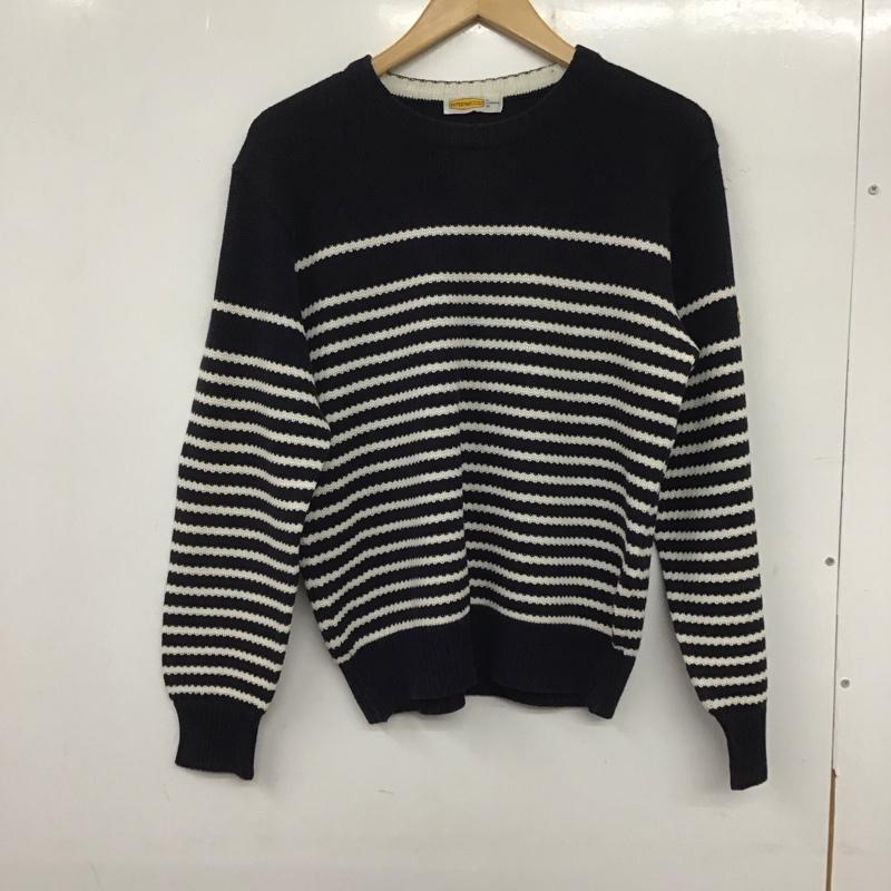 インターメッツォ INTERMEZZO ニット、セーター 長袖 長袖ニットカットソー クルーネック セーター M ボーダー柄 白 / ホワイト / X 紺 / ネイビー /  メンズ USED 古着 中古 10139812