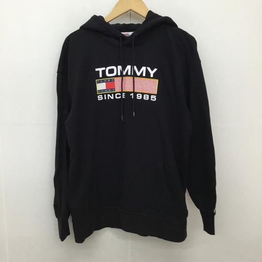トミー ジーンズ TOMMY JEANS パーカー 長袖 S ロゴ、文字 X プリント 黒 / ブラック /  メンズ USED 古着 中古 10137766