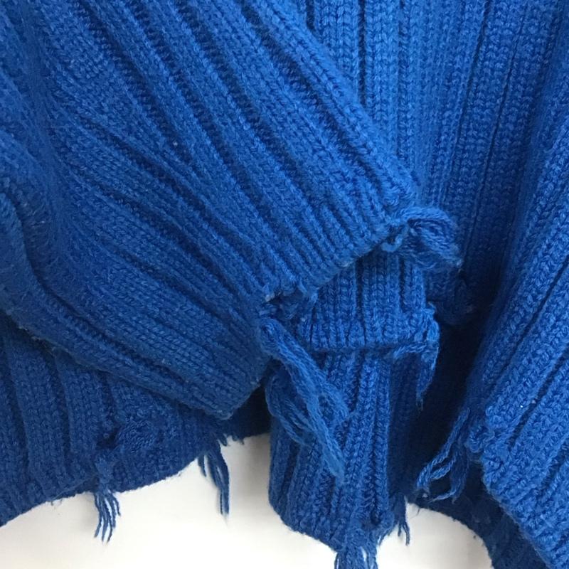 エモダ EMODA ニット、セーター 長袖 042262601801-01 カーブスリーブクラッシュニット FREE 無地 青 / ブルー /  レディース USED 古着 中古 10146763