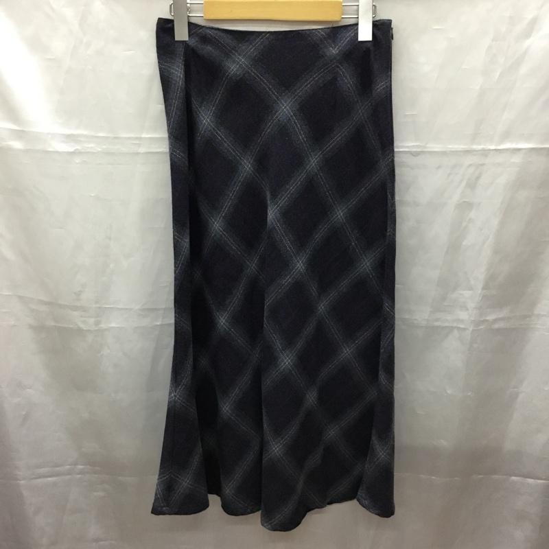 エルエルビーン L.L.Bean スカート ロングスカート USA製 フレアスカート 4 チェック 紺 / ネイビー /  レディース USED 古着 中古 10112894