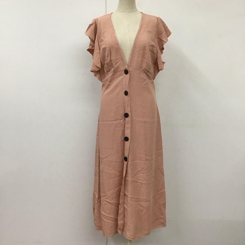 ザラ ZARA ワンピース ロングスカート ノースリーブワンピース ロングワンピース フレアワンピース 前開き M 無地 桃 / ピンク /  レディース USED 古着 中古 10117835