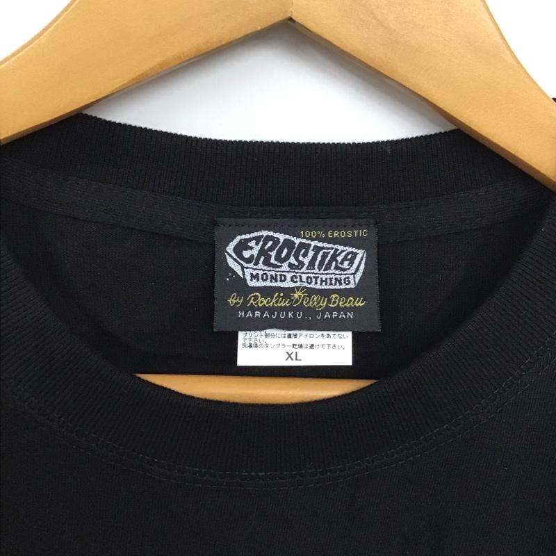 エロスティカ EROSTiKA Tシャツ 半袖 半袖カットソー プリントTシャツ クルーネックカットソー XL プリント 黒 / ブラック /  メンズ USED 古着 中古 10130100