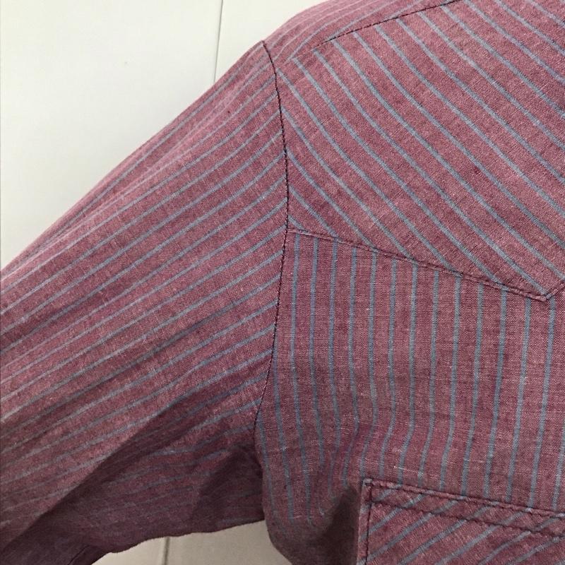 ラングラー Wrangler シャツ、ブラウス 長袖 ウエスタンシャツ ストライプ 紫 / パープル / X 紺 / ネイビー /  メンズ USED 古着 中古 10116463