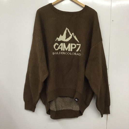 キャンプセブン CAMP7 ニット、セーター 長袖 長袖ニットカットソー クルーネック セーター M ロゴ、文字 茶 / ブラウン /  レディース USED 古着 中古 10145479