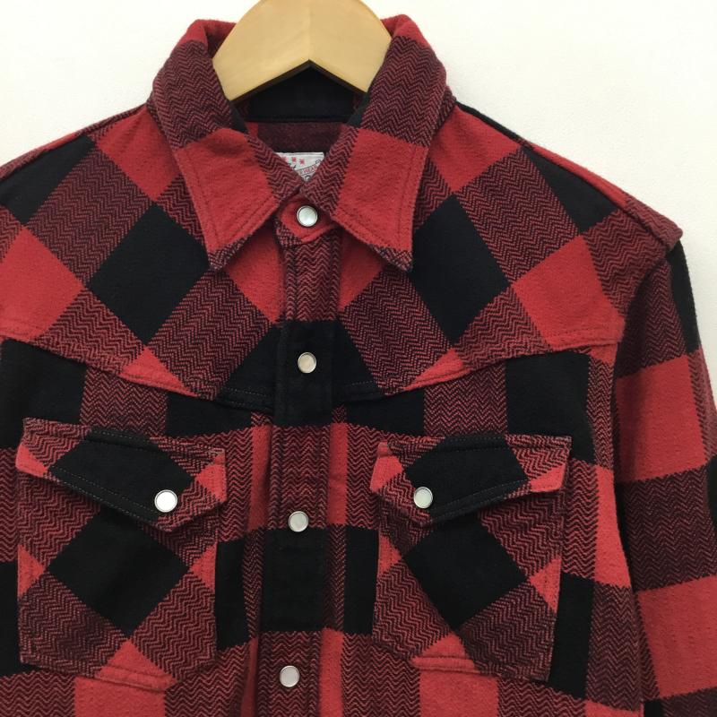 フラットヘッド The Flat Head シャツ、ブラウス 長袖 36 チェック 赤 / レッド /  メンズ USED 古着 中古 10141440