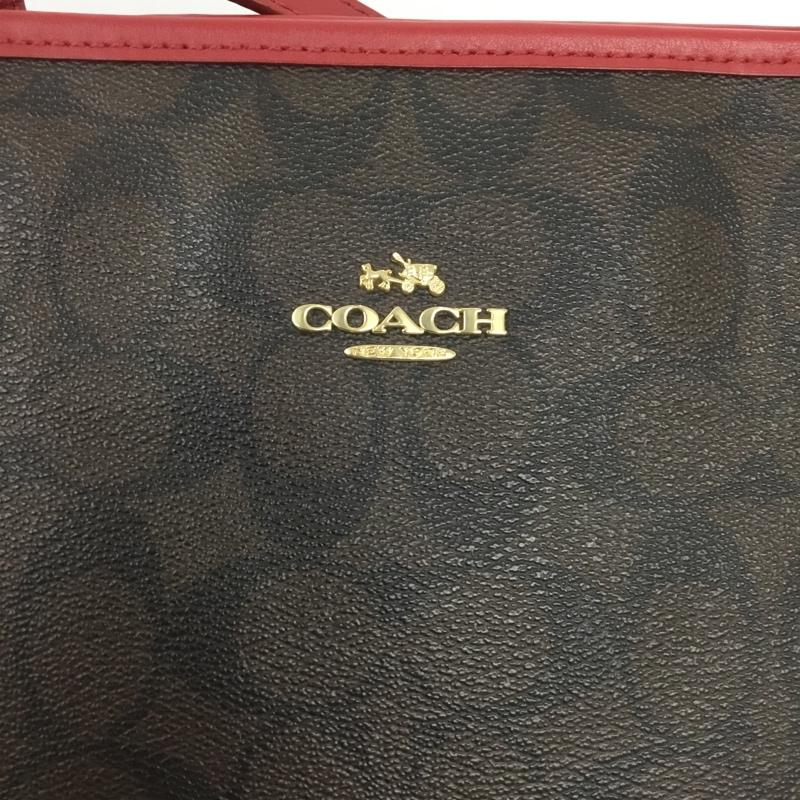 コーチ COACH トートバッグ トートバッグ F58292 ロゴ、文字 茶 / ブラウン / X 赤 / レッド /  レディース USED 古着 中古 10131946