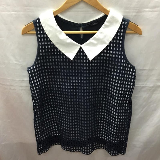 シップス SHIPS トップス トップス 803-17-0005 襟付き ノースリーブ  白 / ホワイト / X 紺 / ネイビー /  レディース USED 古着 中古 10118177