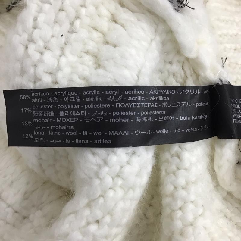 ザラ ZARA ニット、セーター 長袖 6771 121 712 ラメ糸 フリル クルーネック S 無地 白 / ホワイト / X 黒 / ブラック /  レディース USED 古着 中古 10122642