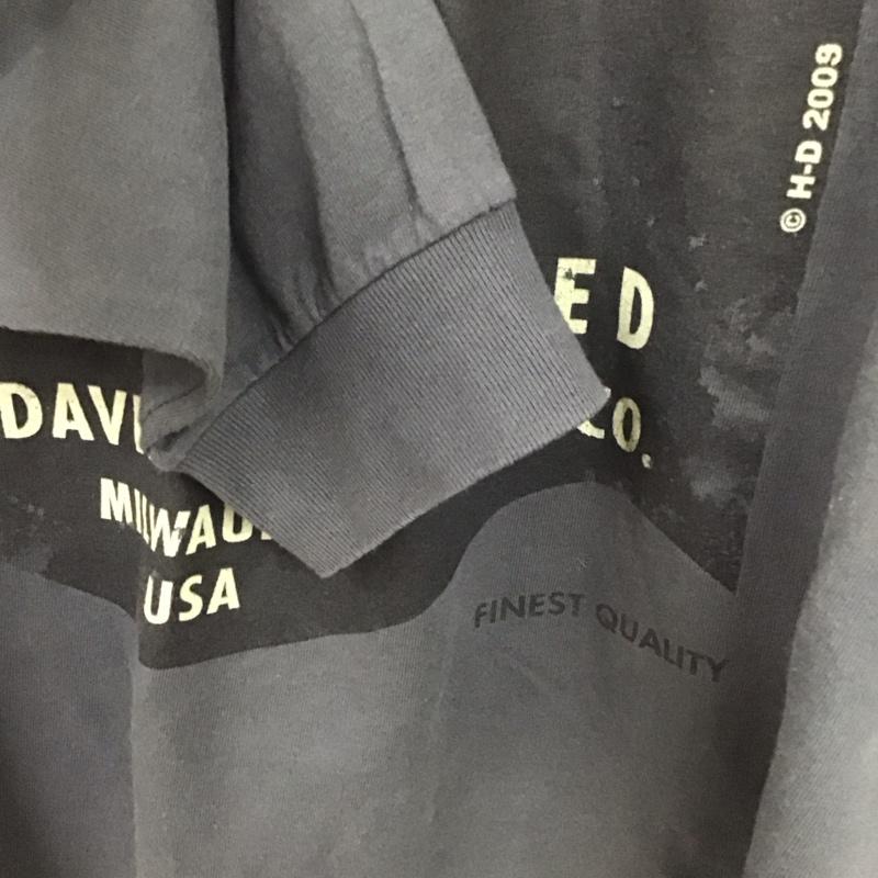 ハーレーダビッドソン Harley-Davidson カットソー 長袖 長袖カットソー プリントカットソー クルーネック L プリント 黒 / ブラック /  メンズ USED 古着 中古 10133146