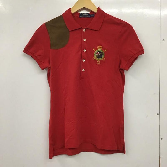 ポロラルフローレン POLO RALPH LAUREN ポロシャツ 半袖 半袖ポロシャツ カラーシャツ 半袖カットソー M ロゴ、文字 赤 / レッド /  レディース USED 古着 中古 10136457