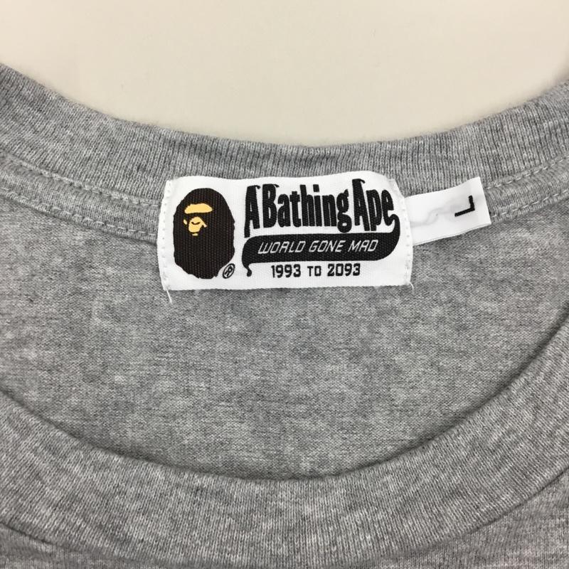 アベイシングエイプ A BATHING APE Tシャツ 半袖 半袖カットソー プリントTシャツ クルーネックカットソー L ロゴ、文字 灰 / グレー /  メンズ USED 古着 中古 10121574