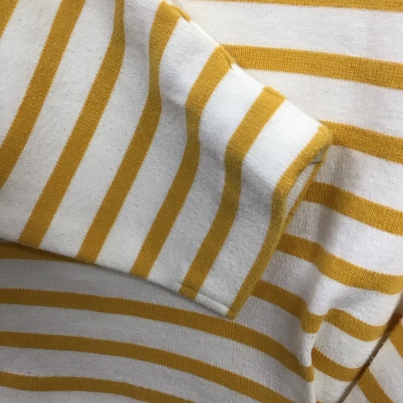 ニコアンド niko and... Tシャツ 七分袖 L ボーダー柄 白 / ホワイト / X 黄 / イエロー /  レディース USED 古着 中古 10141775