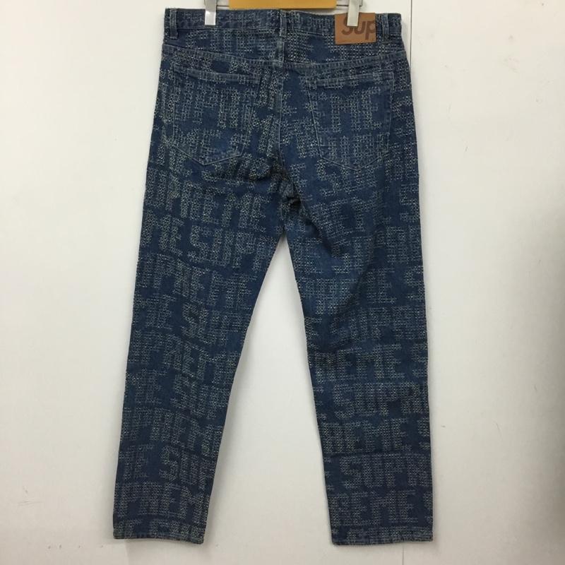 シュプリーム Supreme パンツ デニム、ジーンズ デニムパンツ ストレートパンツ ワイドパンツ カジュアルパンツ 34 ロゴ、文字 インディゴ / インディゴ /  メンズ USED 古着 中古 10114798