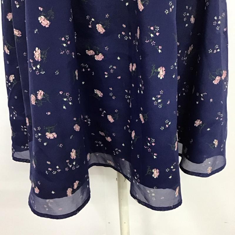 ティティーアンドコー titty&Co. ワンピース ひざ丈スカート 081-363-199 ノースリーブ スタンドネック S 花柄 紺 / ネイビー /  レディース USED 古着 中古 10114646