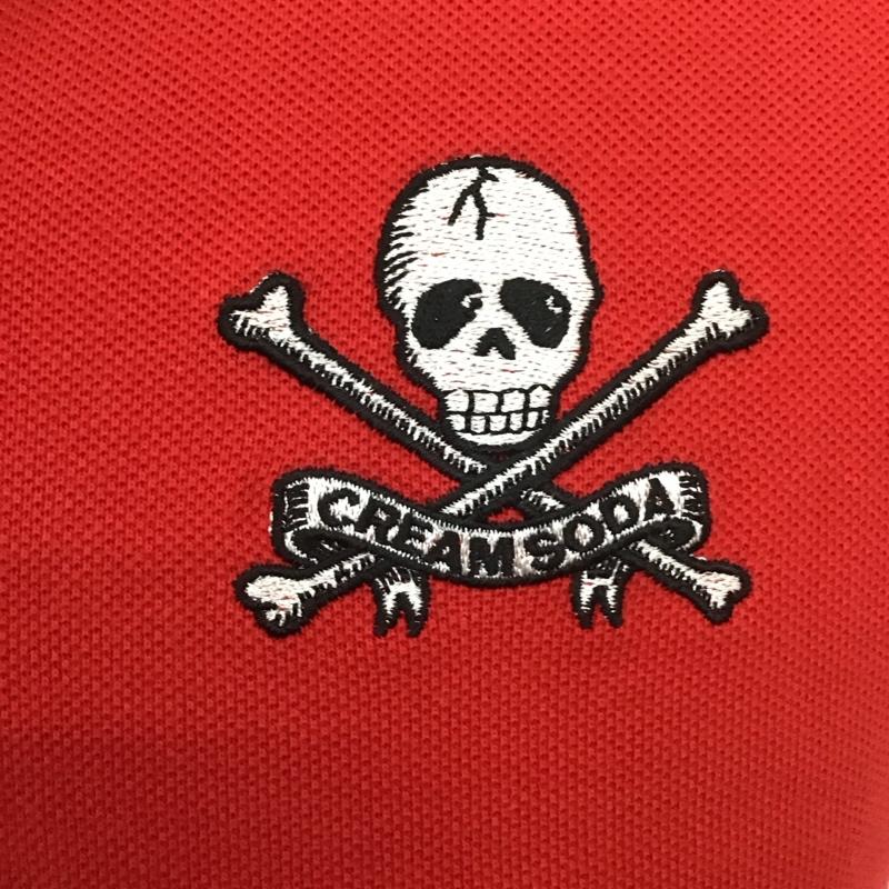 クリームソーダ CREAMSODA ポロシャツ 半袖 半袖ポロシャツ カラーシャツ 半袖カットソー S ロゴ、文字 赤 / レッド /  メンズ USED 古着 中古 10113115