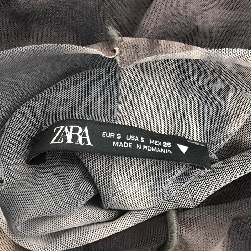 ザラ ZARA ワンピース ロングスカート 長袖 シアー マーブル S 総柄 黒 / ブラック / X ベージュ / ベージュ /  レディース USED 古着 中古 10116671