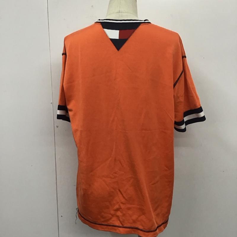 トミーヒルフィガー TOMMY HILFIGER Tシャツ 半袖 Vネック L ロゴ、文字 橙 / オレンジ /  メンズ USED 古着 中古 10108187