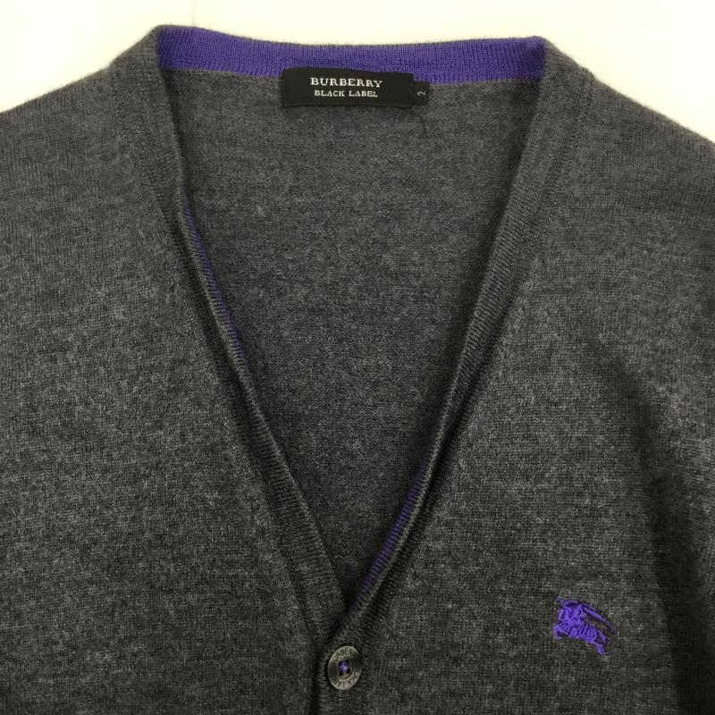 バーバリーブラックレーベル BURBERRY BLACK LABEL カーディガン 長袖 2 ロゴ、文字 灰 / グレー /  メンズ USED 古着 中古 10135989