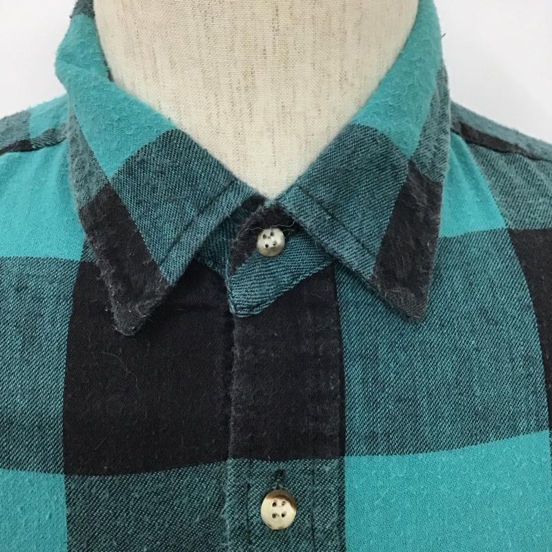 古着 USED シャツ、ブラウス 長袖 L チェック 黒 / ブラック / X 緑 / グリーン /  メンズ USED 古着 中古 10107046