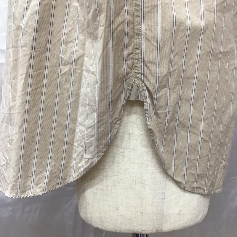 シップス SHIPS シャツ、ブラウス 長袖 111-10-0403 バンドカラー L ストライプ ベージュ / ベージュ /  メンズ USED 古着 中古 10112397