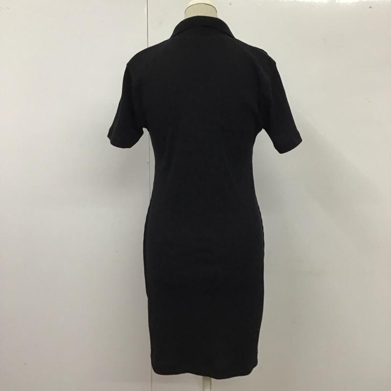 スライ SLY ワンピース ミニスカート 039HSN83-0441 半袖 スキッパー 前開き FREE 無地 黒 / ブラック /  レディース USED 古着 中古 10117695