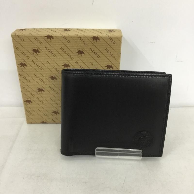 ハンティングワールド Hunting World 財布 二つ折り 箱有 ワンポイント 黒 / ブラック /  メンズ USED 古着 中古 10136340