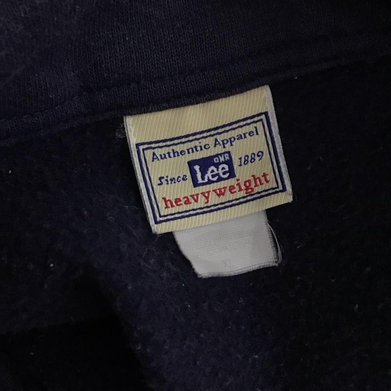リー Lee トレーナー 長袖 長袖トレーナー スウェット カラーネック リブスウェットカットソー 古着 XL ロゴ、文字 紺 / ネイビー /  メンズ USED 古着 中古 10124175