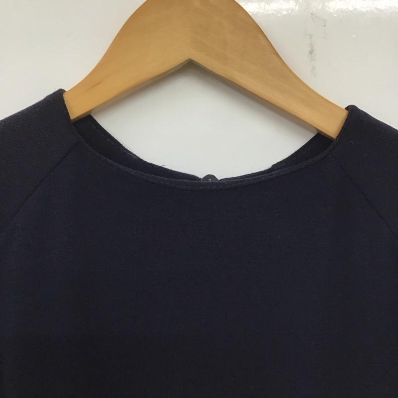 ザラ ZARA ワンピース ひざ丈スカート 7642 023 401 半袖 S 無地 紺 / ネイビー /  レディース USED 古着 中古 10139152