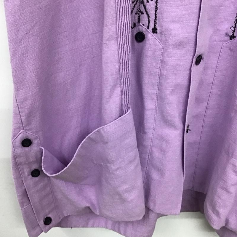 エストレヤスタンダードグァジャベーラ ESTRELLA STANDARD GUAYABERA シャツ、ブラウス 半袖 半袖シャツ 刺繍シャツ ポケットシャツ 46 刺繍 紫 / パープル /  メンズ USED 古着 中古 10137628