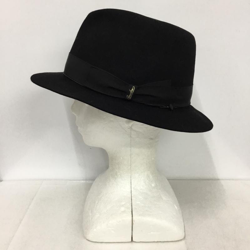 ボルサリーノ Borsalino 帽子 ハット 中折れ帽 ソフトハット イタリア製 無地 黒 / ブラック /  メンズ USED 古着 中古 10143668