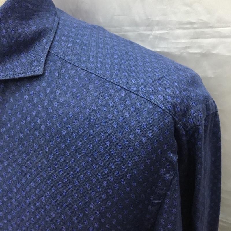 カマクラシャツ 鎌倉シャツ シャツ、ブラウス 長袖 長袖シャツ カラーシャツ ポケットシャツ 長袖カットソー L 総柄 紺 / ネイビー /  メンズ USED 古着 中古 10119402