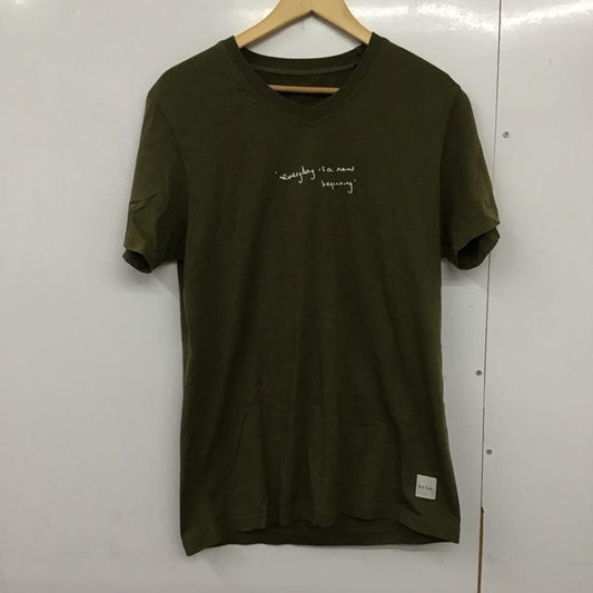 ポールスミス Paul Smith Tシャツ 半袖 半袖カットソー プリントTシャツ クルーネックカットソー L ロゴ、文字 カーキ / カーキ /  メンズ USED 古着 中古 10140480