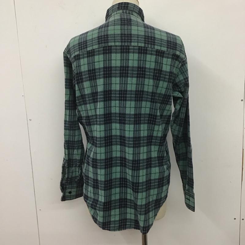 古着 USED シャツ、ブラウス 長袖 M チェック 緑 / グリーン / X 紺 / ネイビー /  メンズ USED 古着 中古 10107045