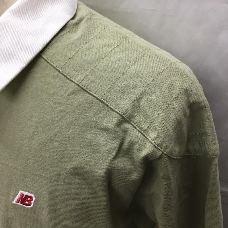 ニューバランス New Balance ポロシャツ 長袖 mt33545 ロングスリーブポロシャツ カラーカットソー 長袖ポロシャツ XL ロゴ、文字 カーキ / カーキ /  メンズ USED 古着 中古 10111922