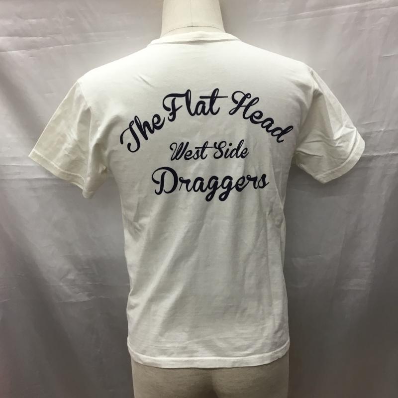 フラットヘッド The Flat Head Tシャツ 半袖 半袖カットソー プリントTシャツ クルーネックカットソー 38 ロゴ、文字 白 / ホワイト /  メンズ USED 古着 中古 10116715
