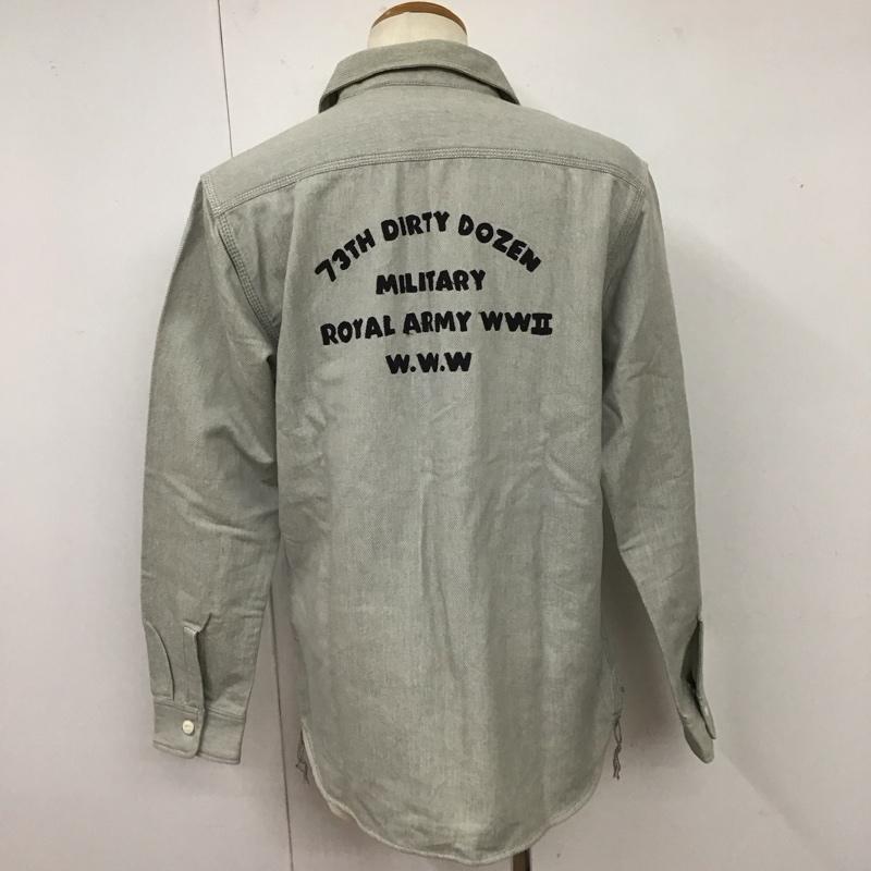 ヒューストン HOUSTON シャツ、ブラウス 長袖 長袖シャツ カラーシャツ ポケットシャツ 長袖カットソー XL ロゴ、文字 灰 / グレー /  メンズ USED 古着 中古 10116385