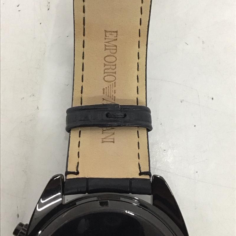 エンポリオアルマーニ EMPORIO ARMANI 腕時計 アナログ（クォーツ式） AR5916 レザーベルト ロゴ、文字 黒 / ブラック / X 紺 / ネイビー /  メンズ USED 古着 中古 10134050