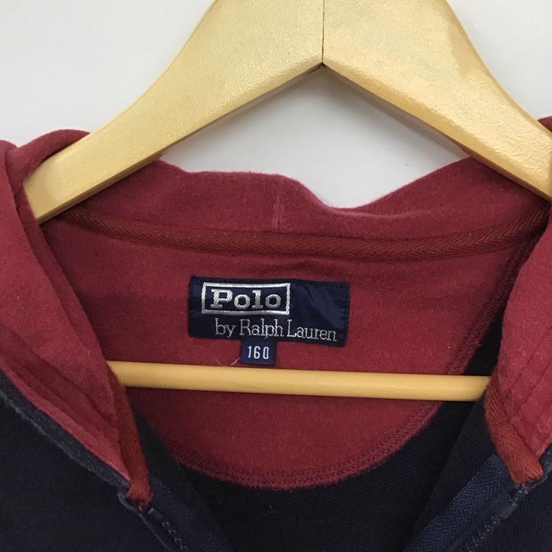 ポロバイラルフローレン Polo by RALPH LAUREN パーカー 長袖 ジップアップパーカー 長袖パーカー カジュアルジャケット 160cm ロゴ、文字 紺 / ネイビー /  ボーイズ USED 古着 中古 10132662