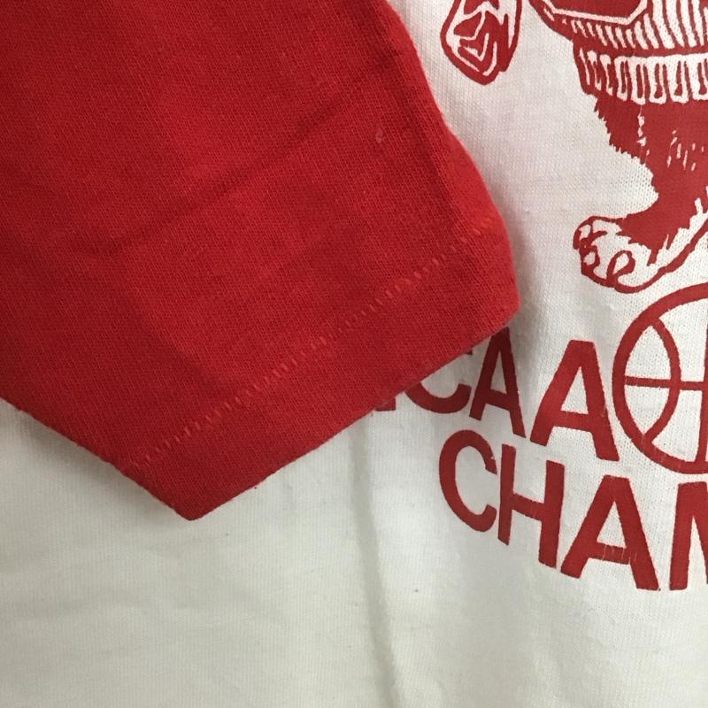 ラッセルアスレティック Russell Athletic カットソー 七分袖 長袖カットソー プリントカットソー ラグラン 80s XL プリント 白 / ホワイト / X 赤 / レッド /  メンズ USED 古着 中古 10148032