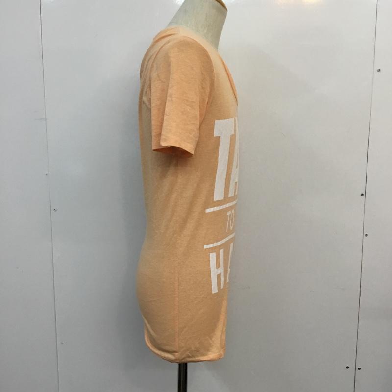 ベルシュカ Bershka Tシャツ 半袖 Vネック プリントTシャツ S 無地 X プリント 橙 / オレンジ /  メンズ USED 古着 中古 10046458