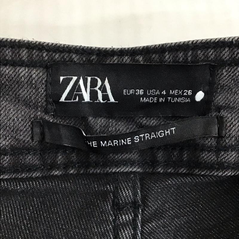 ザラ ZARA パンツ デニム、ジーンズ デニムパンツ ワイドパンツ ストレートパンツ カジュアルパンツ 36 無地 黒 / ブラック /  レディース USED 古着 中古 10117993