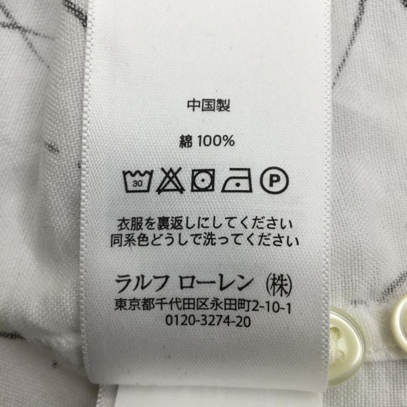 ラルフローレン RALPHLAUREN シャツ、ブラウス 長袖 4 総柄 白 / ホワイト / X 黒 / ブラック /  メンズ USED 古着 中古 10144854