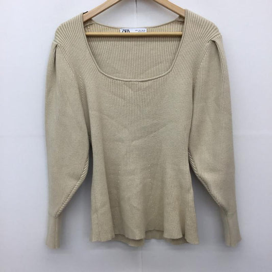 ザラ ZARA カットソー 長袖 ニットカットソー L 無地 ベージュ / ベージュ /  レディース USED 古着 中古 10142559